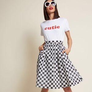 ModCloth Gingham Midi Skirt NWOT